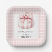 Little Pumpkin's Pink Gingham Papieren Bordje (Voorkant)