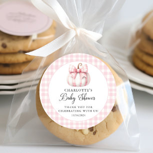 Little Pumpkin's Pink Gingham Ronde Sticker