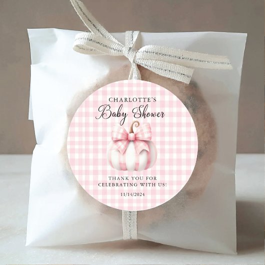 Little Pumpkin's Pink Gingham Ronde Sticker
