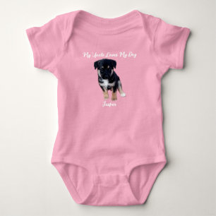 Little Pup's Pal: Gepersonaliseerde hondenfoto Bab Romper