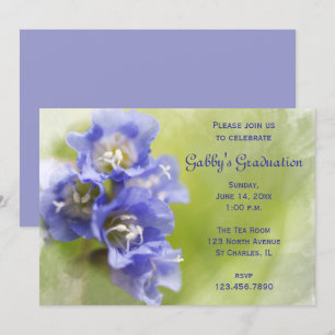 LIttle Purple Flowers Graduation Party Invitation Kaart