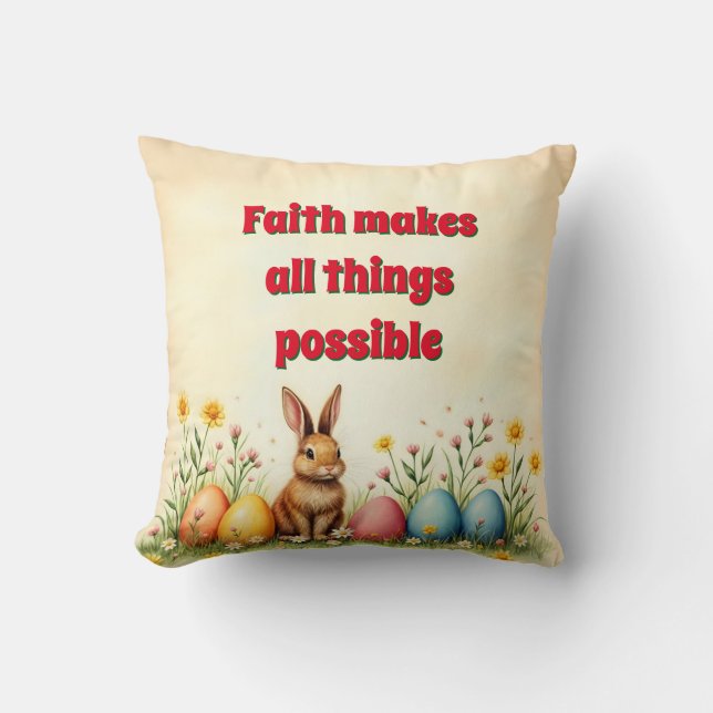 Little Rabbit and Easter Eggs Populair Collectie Kussen (Voorkant)