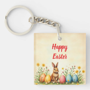 Little Rabbit and Easter Eggs Populair Collectie Sleutelhanger