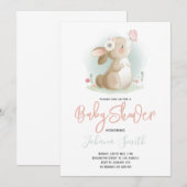 Little Rabbit Baby shower Invitation Kaart (Voorkant / Achterkant)