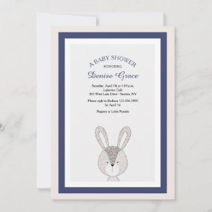 Little Rabbit Blue Invitation Kaart