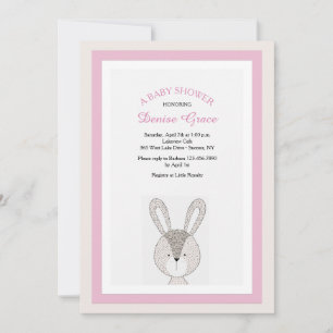 Little Rabbit Pink Uitnodiging