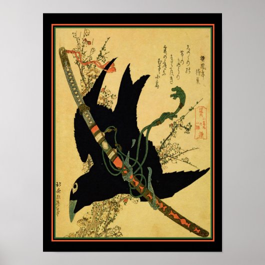 "Little Raven with the Minamoto Clan Sword ca.1823 Poster (Voorkant)