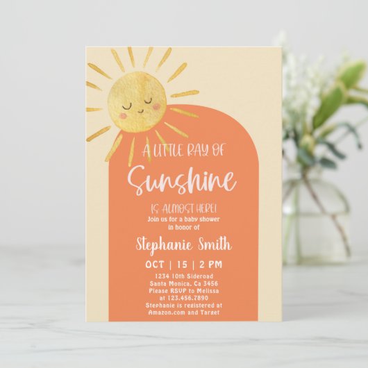 Little Ray of Sunshine Baby shower Invitation (Debout devant)