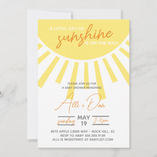 Little Ray of Sunshine Baby shower Invitation