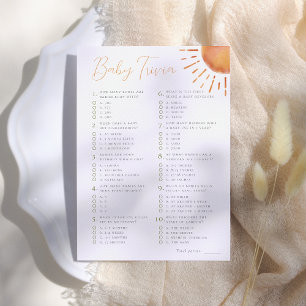 Little Ray of Sunshine Baby Trivia Shower Game voo Kaart