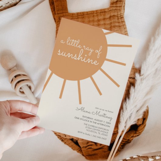 Little Ray of Sunshine Boho Baby shower Invitation