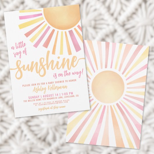 Little Ray Of Sunshine Boho Baby shower Invitation