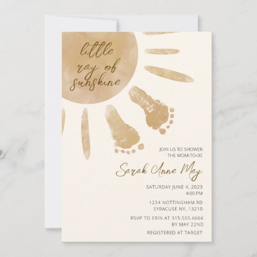 Little Ray of Sunshine Boho Baby shower Kaart (Voorkant)