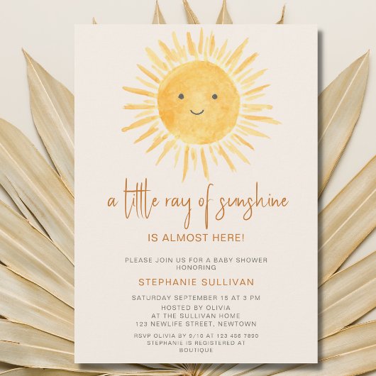 Little Ray of Sunshine Boho Baby shower Kaart