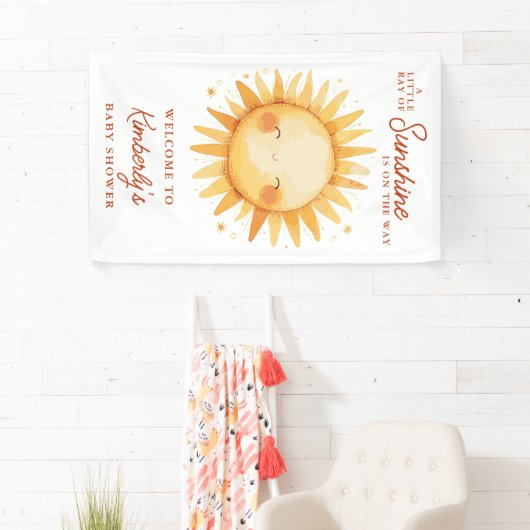 Little Ray Of Sunshine Boho Baby Shower Welcome Spandoek (Insitu)