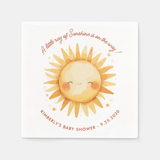 Little Ray of Sunshine Cute Boho Sun Baby Shower Servet (Voorkant)