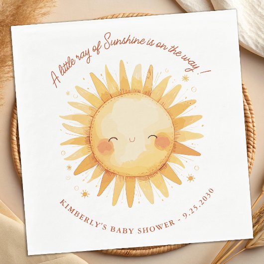 Little Ray of Sunshine Cute Boho Sun Baby Shower Servet
