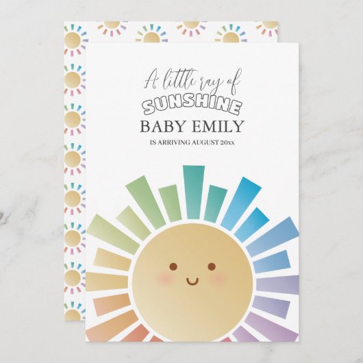 Little Ray of Sunshine Genderneutrale Baby Aankoms Aankondiging (Voorkant / Achterkant)