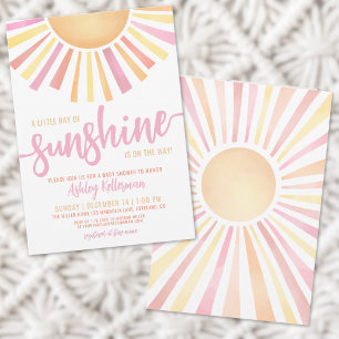 Little Ray of Sunshine Pink Boho Baby shower Kaart