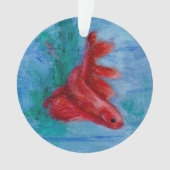 Little Red Betta Fish Ornament (voorkant)