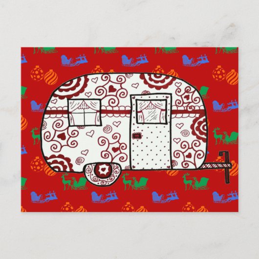 Little Red Camper Christmas briefkaart (Voorkant)