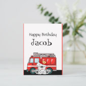Little Red Fire Truck Birthday Briefkaart (Staand voorkant)