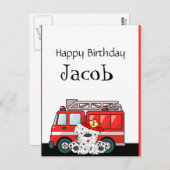Little Red Fire Truck Birthday Briefkaart (Voorkant / Achterkant)