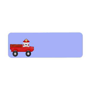 Little Red Fire Truck Birthday Etiket