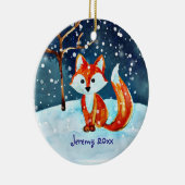 Little Red Fox in Snow Ceramic Ornament (Rechts)