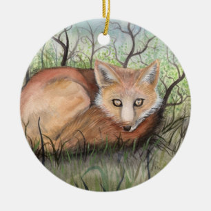 Little Red Fox kerstversiering Keramisch Ornament