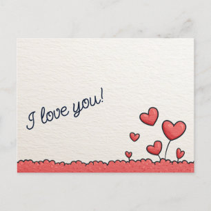 Little Red Heart Ballons Love Briefkaart