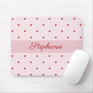 Little Red Heats Pink Name Mousepad Muismat
