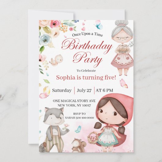 Little Red Riding Hood birthday invitation (Devant)