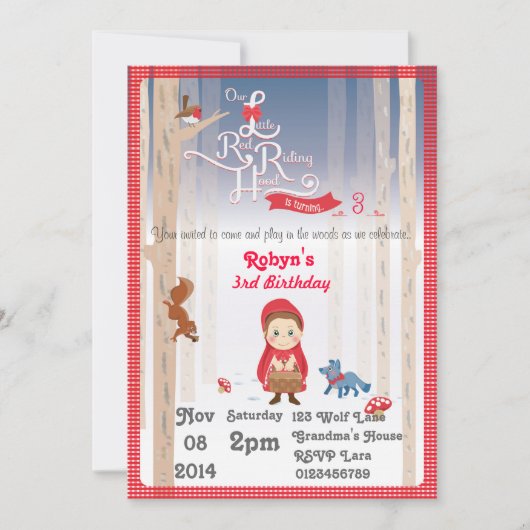 Little Red Riding Hood Birthday Kaart (Voorkant)