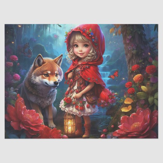 Little Red Riding Hood & De Wolf Decoupage Tissuepapier (Voorkant)