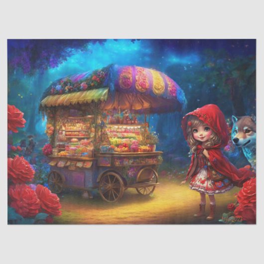Little Red Riding Hood & De Wolf Decoupage Tissuepapier (Voorkant)
