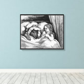 Little Red Riding Hood en de Big Bad Wolf Sketch Canvas Afdruk (Insitu (Houten vloer))
