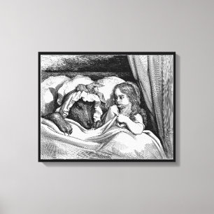 Little Red Riding Hood en de Big Bad Wolf Sketch Canvas Afdruk