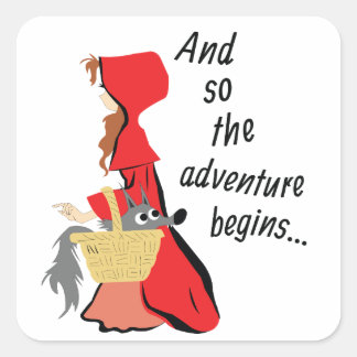 Little Red Riding Hood en haar Wolf Pup Vierkante Sticker