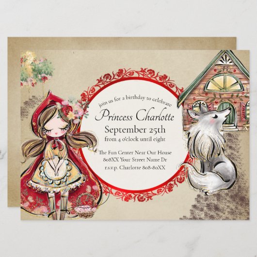 Little Red Riding Hood Fairy Tale Storybook Kaart (Voorkant / Achterkant)