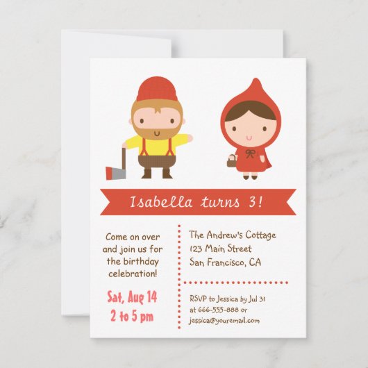 Little Red Riding Hood kinderen Birthday Party Kaart (Voorkant)