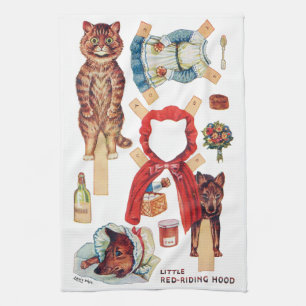 Little Red Riding Hood, Paper Doll, Louis Wain Theedoek