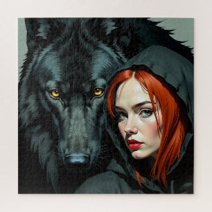 Little Red Riding Hood Redhead and the Black Wolf Legpuzzel