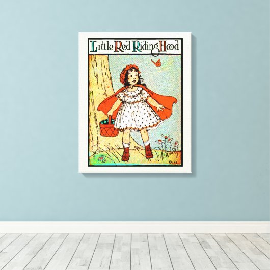 Little Red Riding Hood  Schattige Canvas Afdruk (Insitu (Houten vloer))