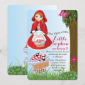 Little Red Riding Hood verjaardagsfeestje uitnodig Kaart (Voorkant / Achterkant)
