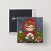 Little Red Riding Hood Vierkante Button 5,1 Cm (Voorkant /achterkant)