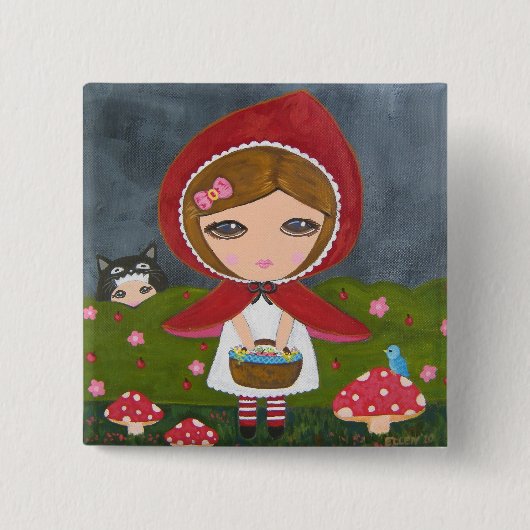 Little Red Riding Hood Vierkante Button 5,1 Cm (Voorkant)
