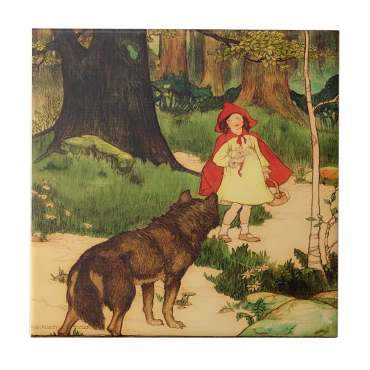 Little Red Riding Hood Wolf Repro Tegeltje (Voorkant)
