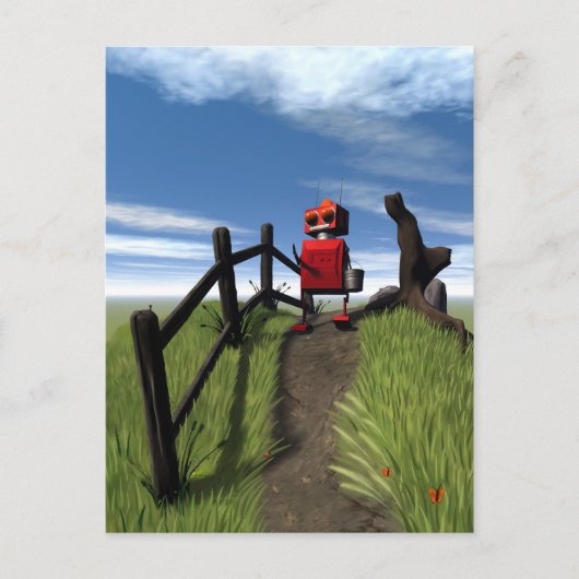 Little Red Robot Briefkaart (Voorkant)