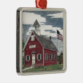 Little Red Schoolhouse Premium Square Ornament (Rechts)